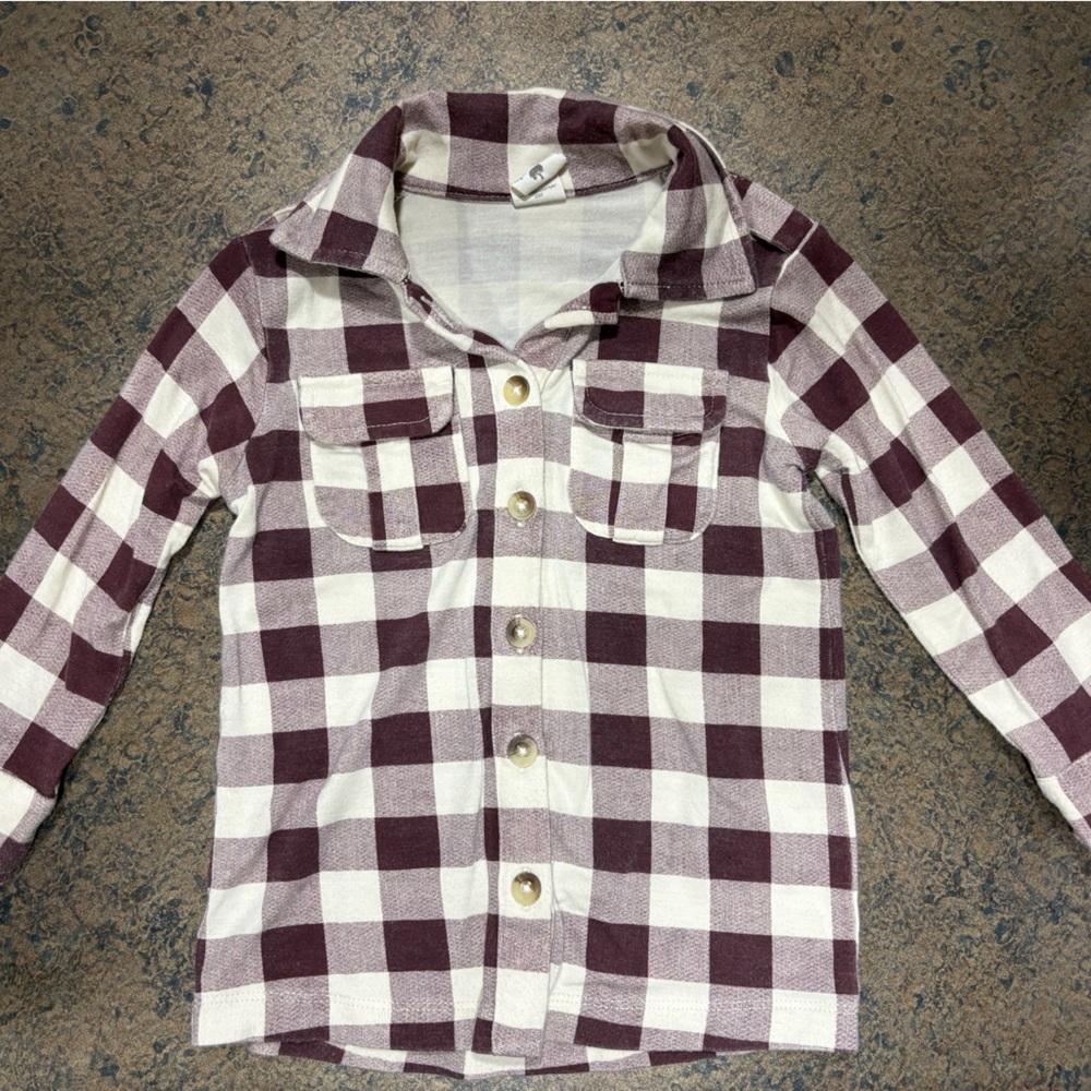 Kate Quinn Burgundy and White Checkered Long Sleeve Botton Down